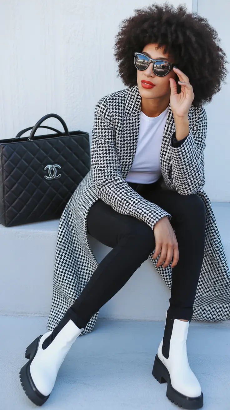 cold weather outfits 2026 Monochrome Houndstooth The Timeless Edge