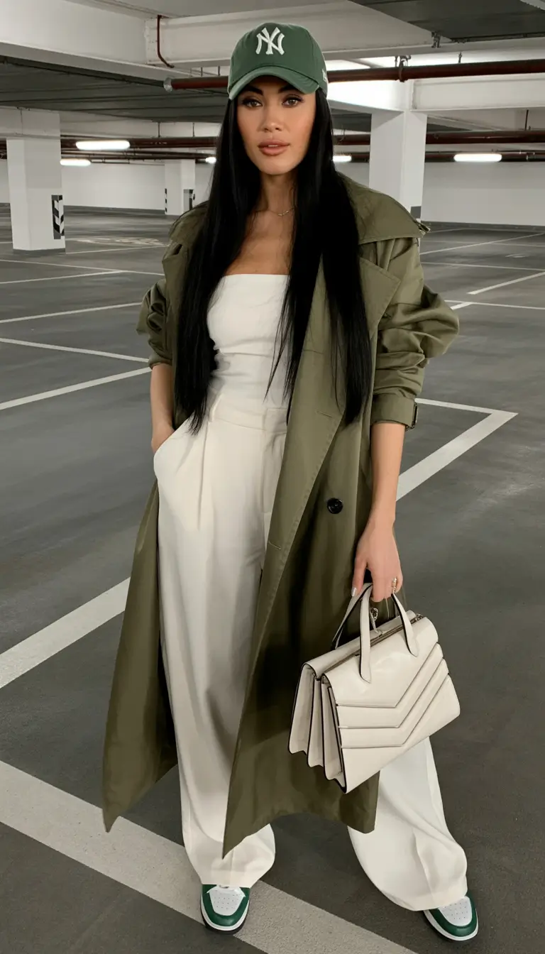 cold weather outfits 2026 Olive and Cream Contrast