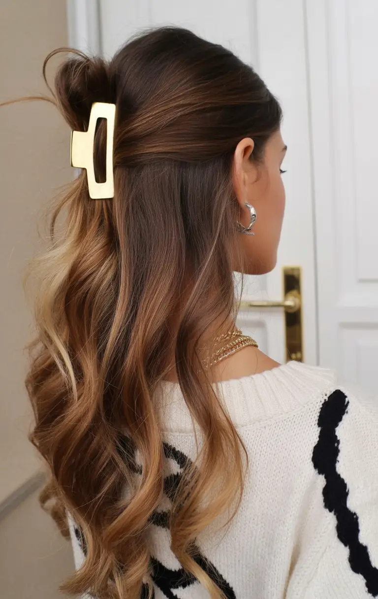 cute winter hairstyles modern twist clip half up