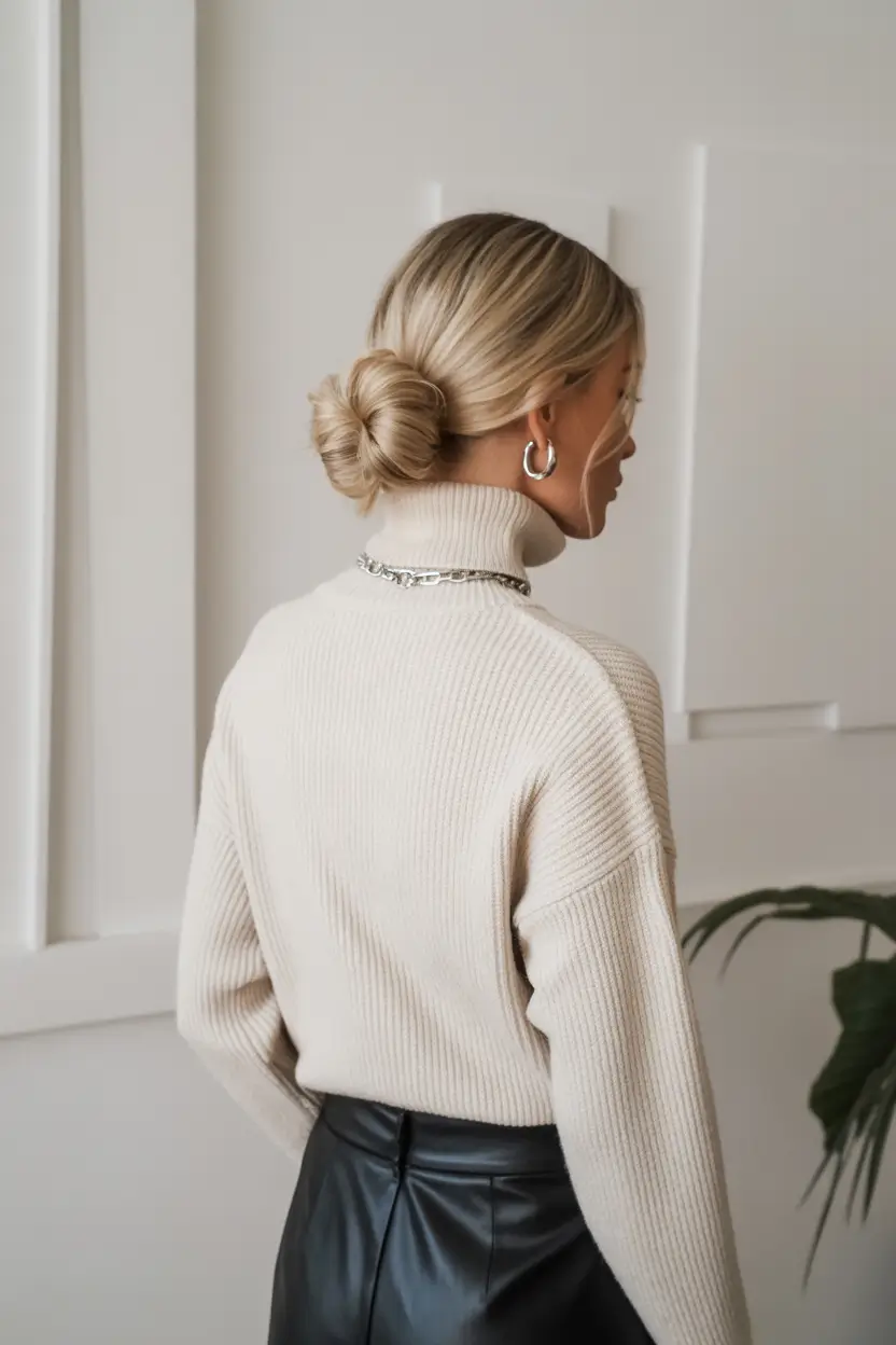 cute winter hairstyles polished low bun for frosty mornings