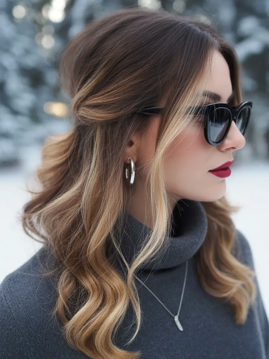 cute winter hairstyles effortless half up elegance