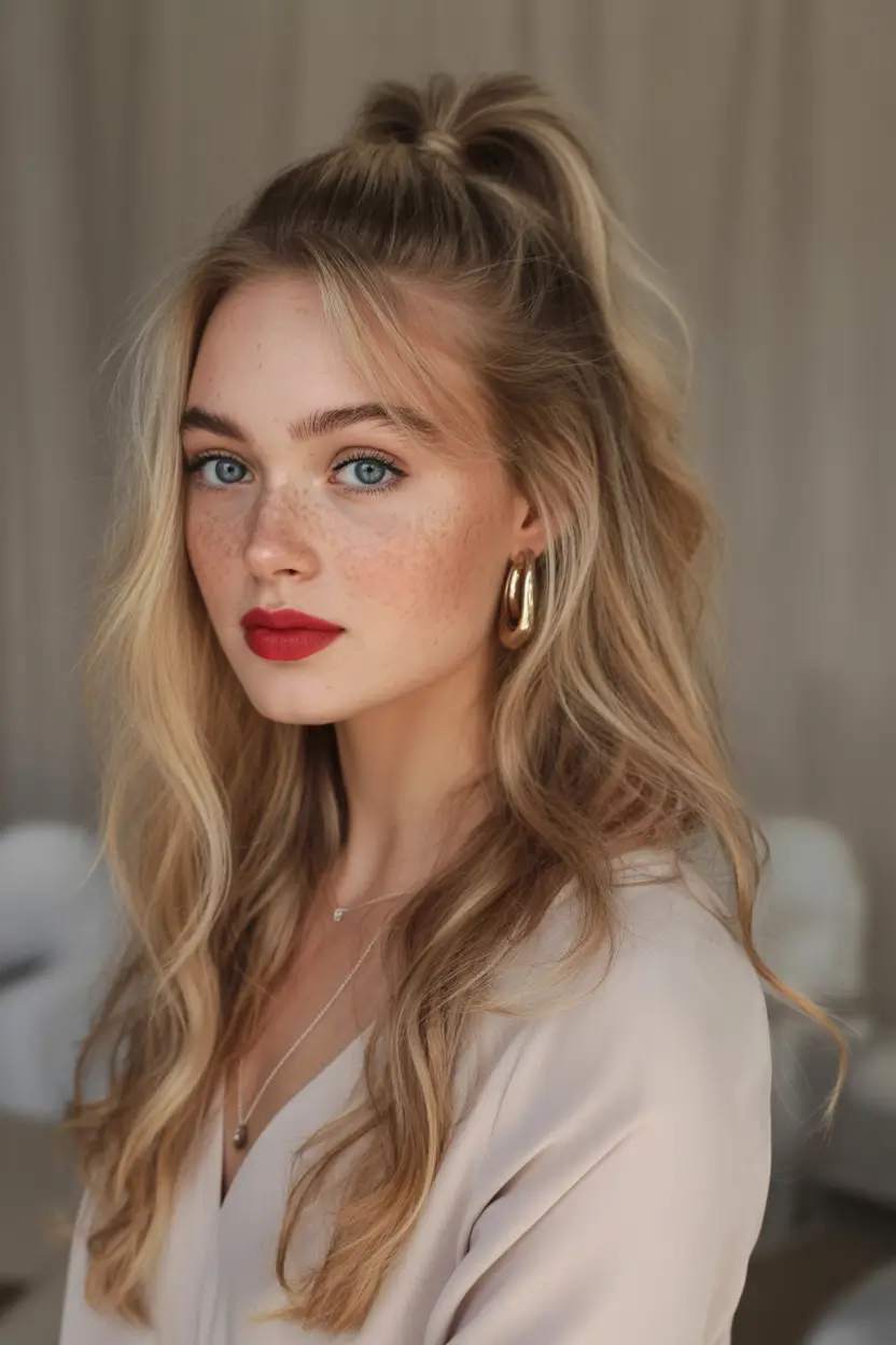 cute winter hairstyles half up pony with a youthful twist