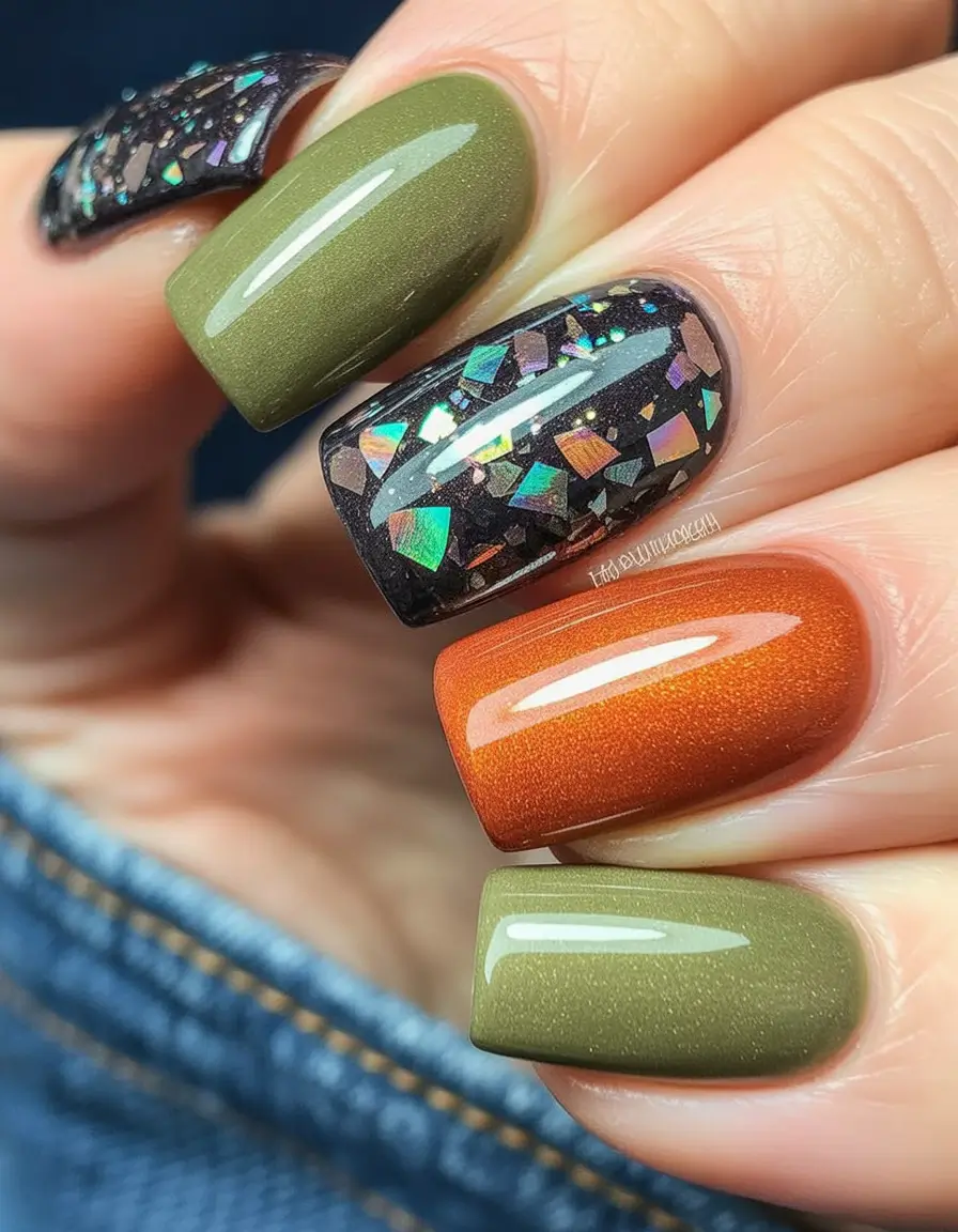 cute winter nails 2025-2026 earthy winter fusion