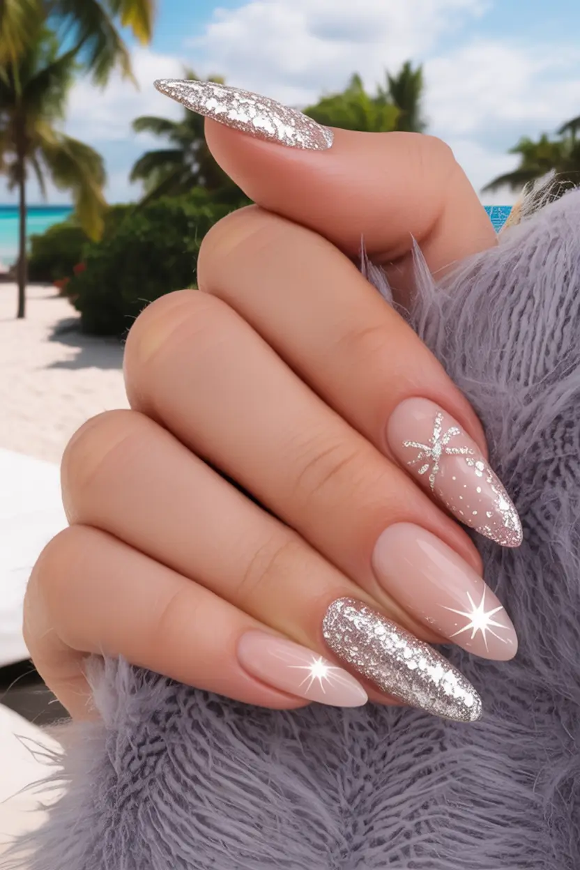 cute winter nails 2025-2026 pink sugar swirls