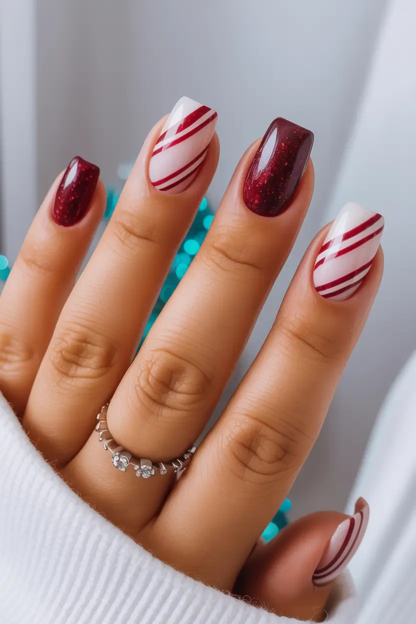 cute winter nails 2025-2026 garnet glow