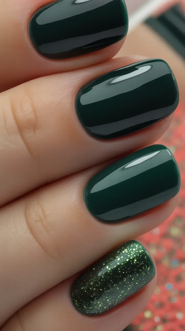 cute winter nails 2025-2026 evergreen glow