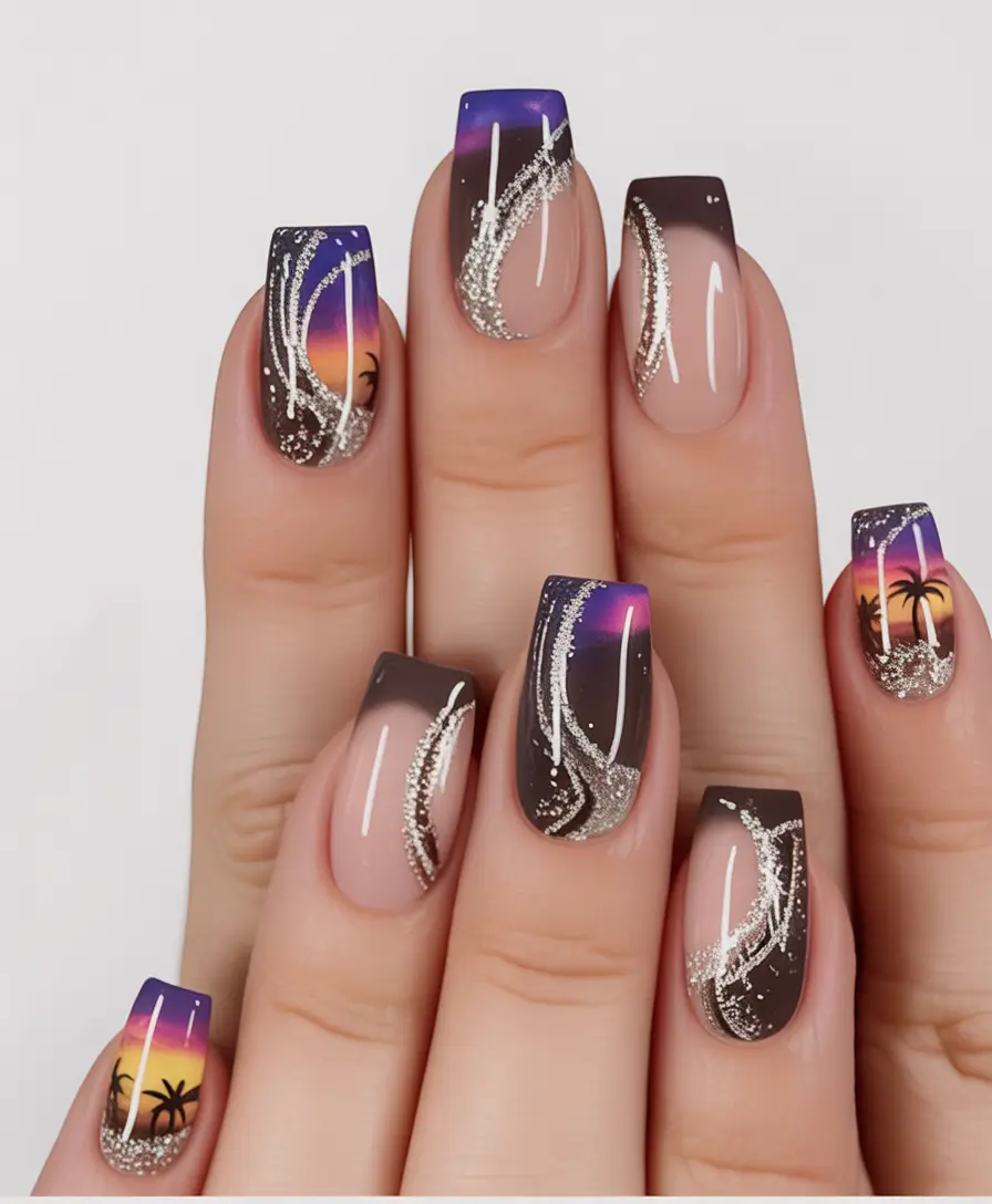 cute winter nails 2025-2026 starry twilight tips