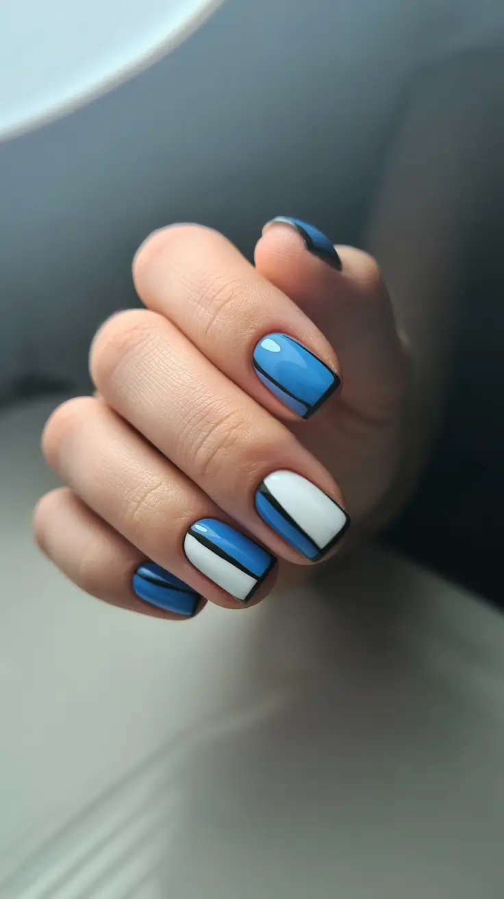 easy christmas nails 2025 icy blue frames