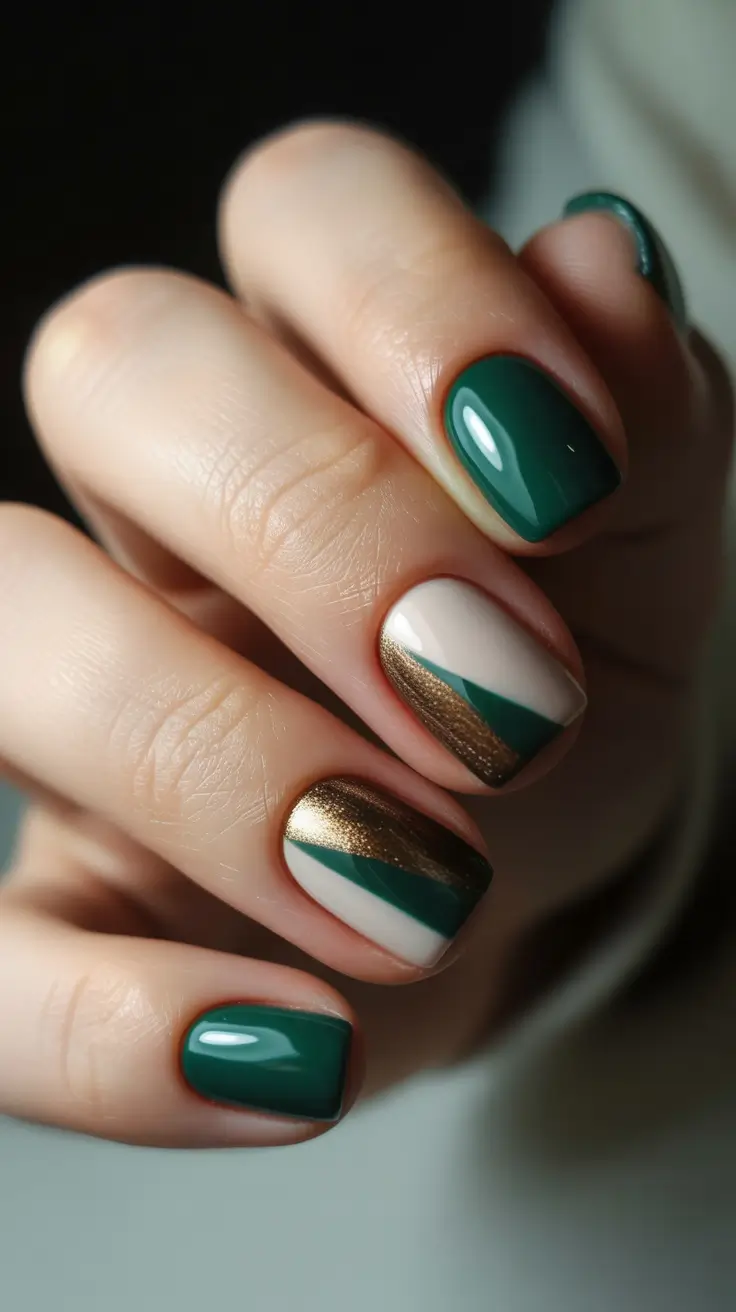 easy christmas nails 2025 golden pine glam