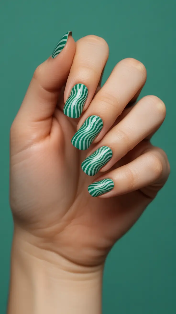 green winter nails 2025 Soft Waves of Emerald
