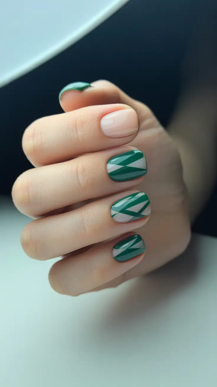 green winter nails 2025 Diagonal Harmony