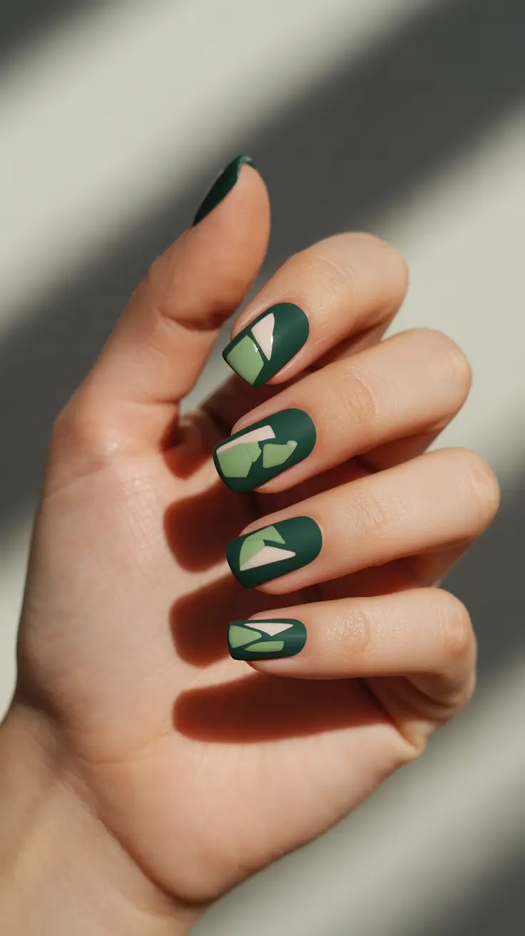 green winter nails 2025 Matte Mosaic