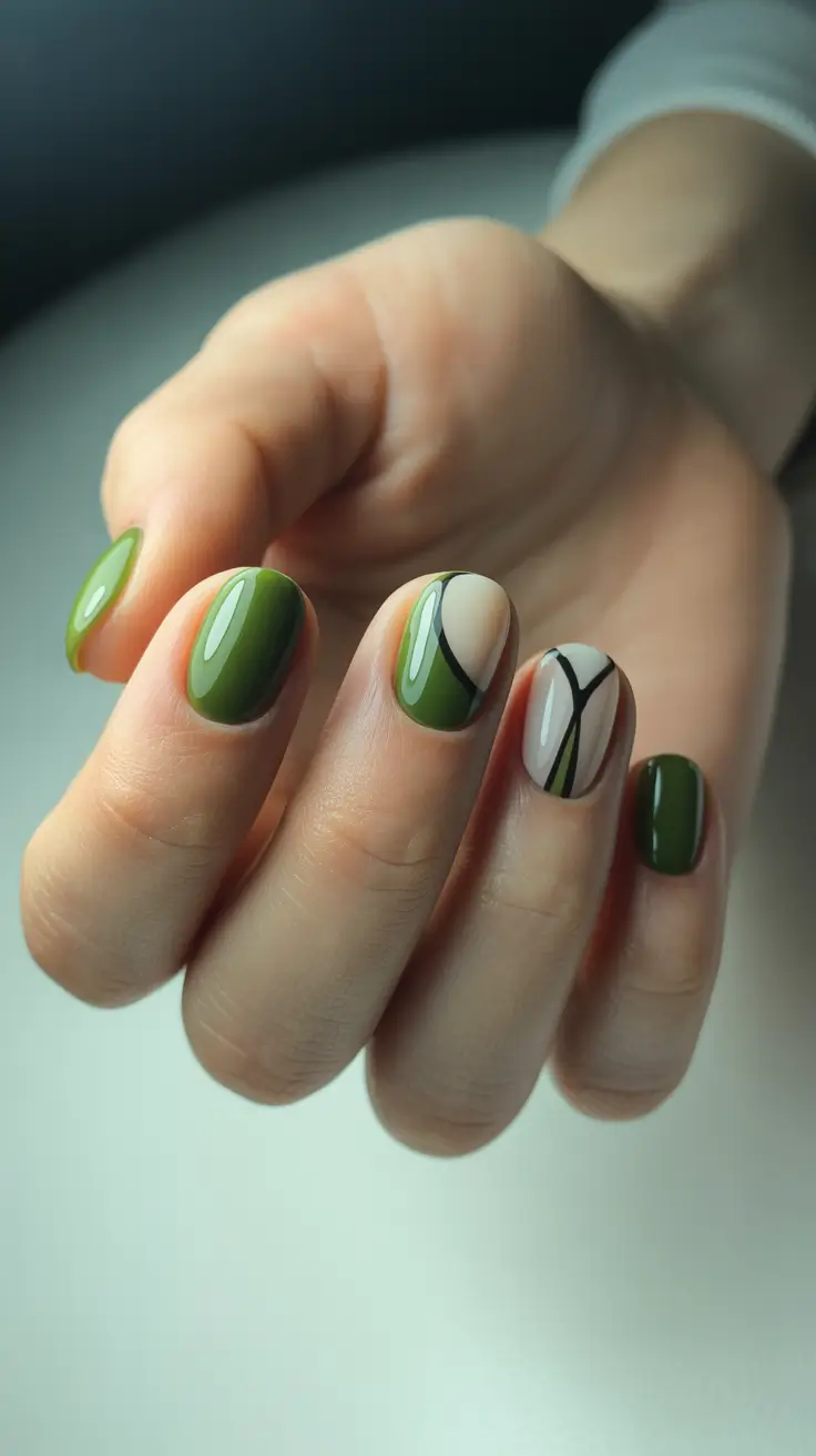 green winter nails 2025 Curved Contrast
