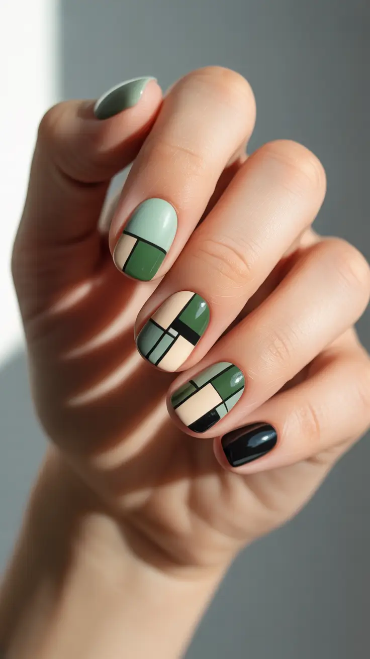 green winter nails 2025 Nordic Grid