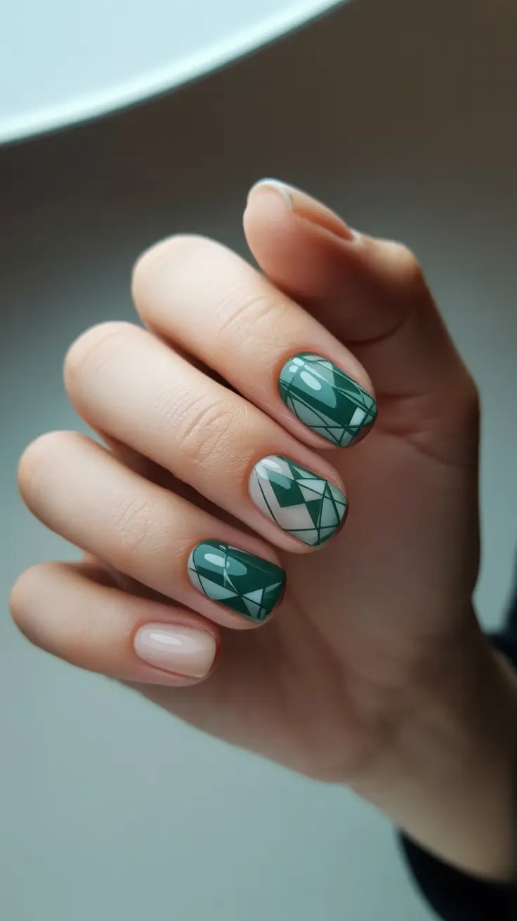 green winter nails 2025 Frosted Forest Grids