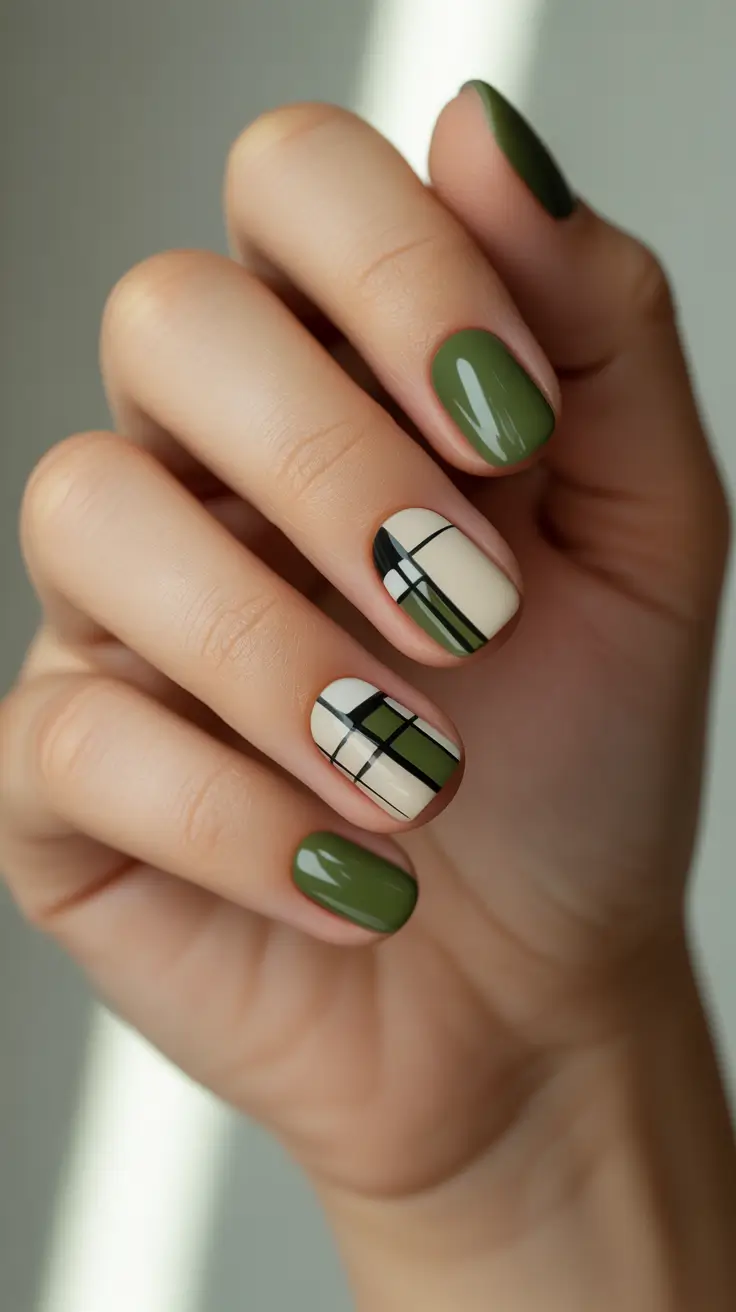 green winter nails 2025 Matte Olive Chic