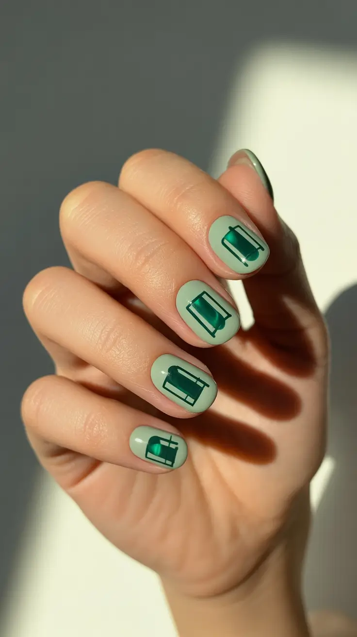 green winter nails 2025 Minimalist Mint Blocks