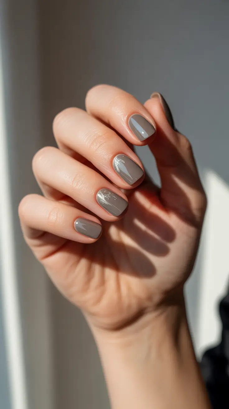 neutral winter nails Metallic Veil Over Mocha