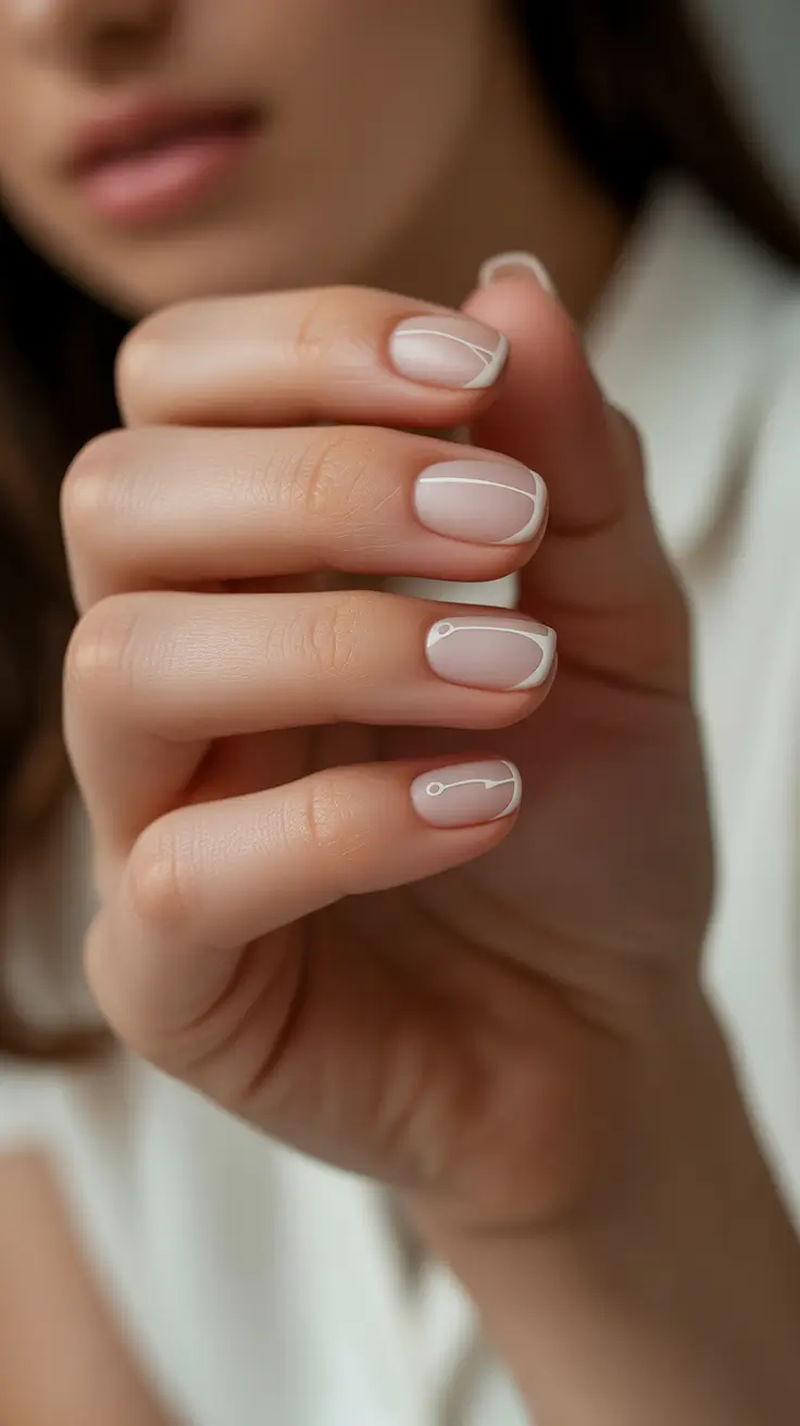 neutral winter nails White Line Geometry