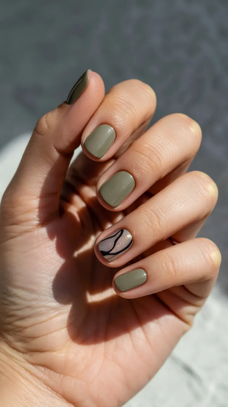 neutral winter nails Olive Calm: A Hint of Nature in Winter Shades