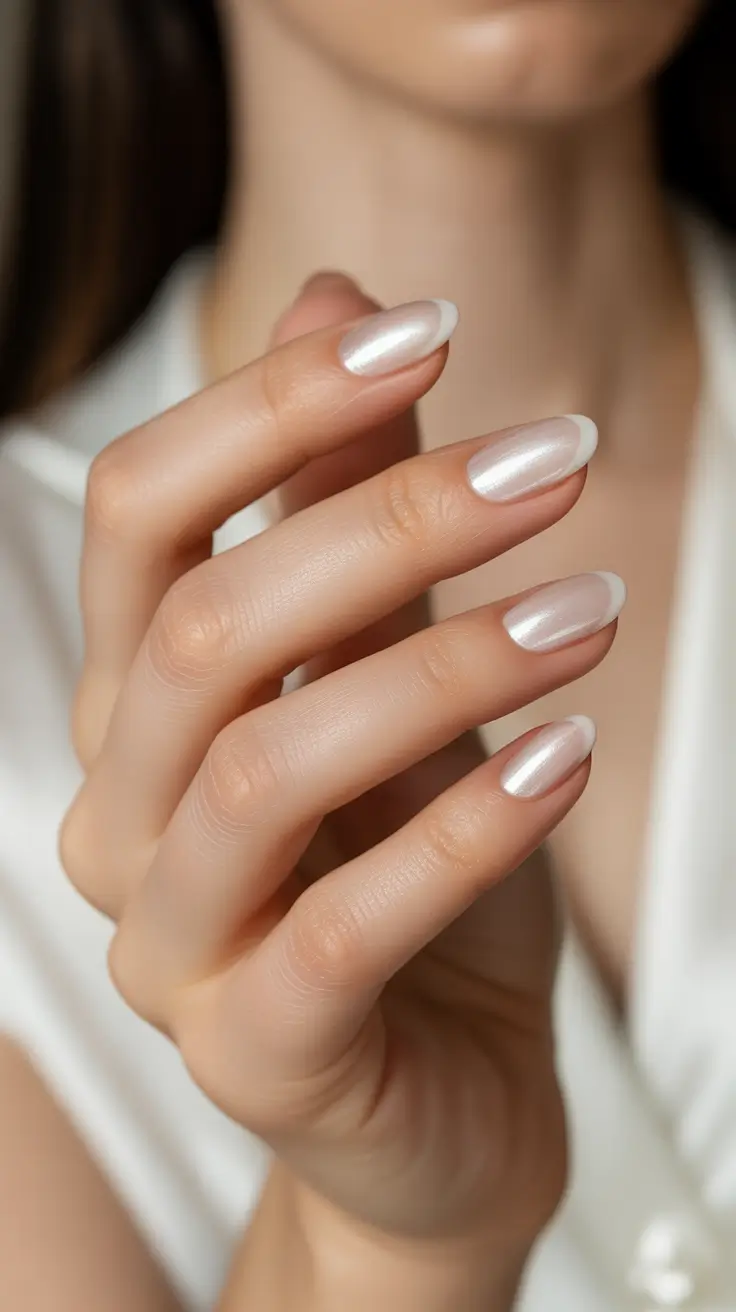 neutral winter nails Soft Pearl French