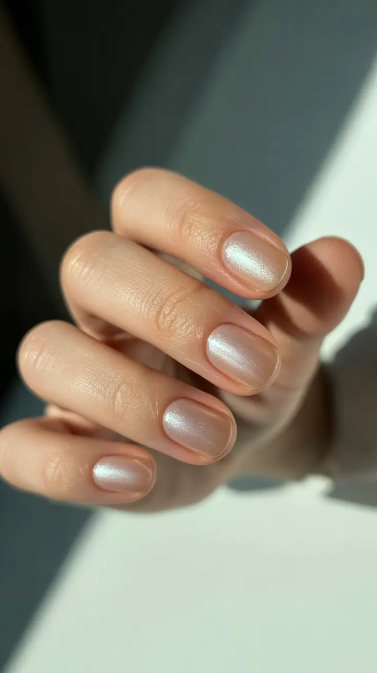 neutral winter nails Icy Pearl Glow