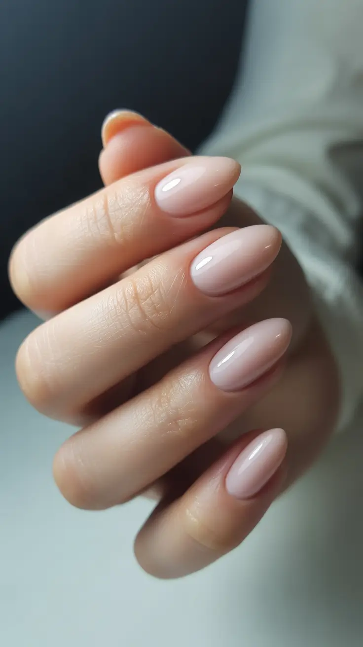 neutral winter nails Milky Almond Perfection