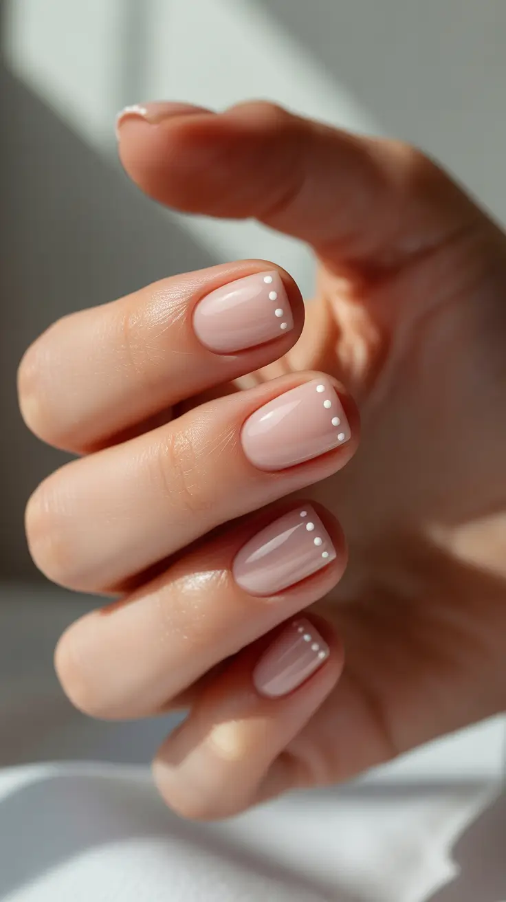 neutral winter nails Soft Dots of Elegance