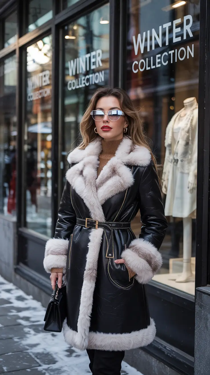 nyc winter outfits Shearling-Trimmed Coat Perfection