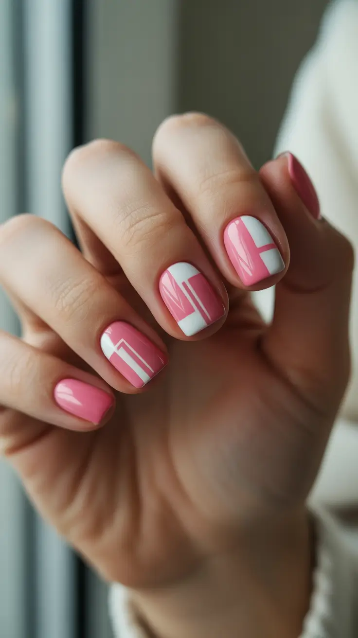 pink christmas nails 2025 Retro Candy Blocks