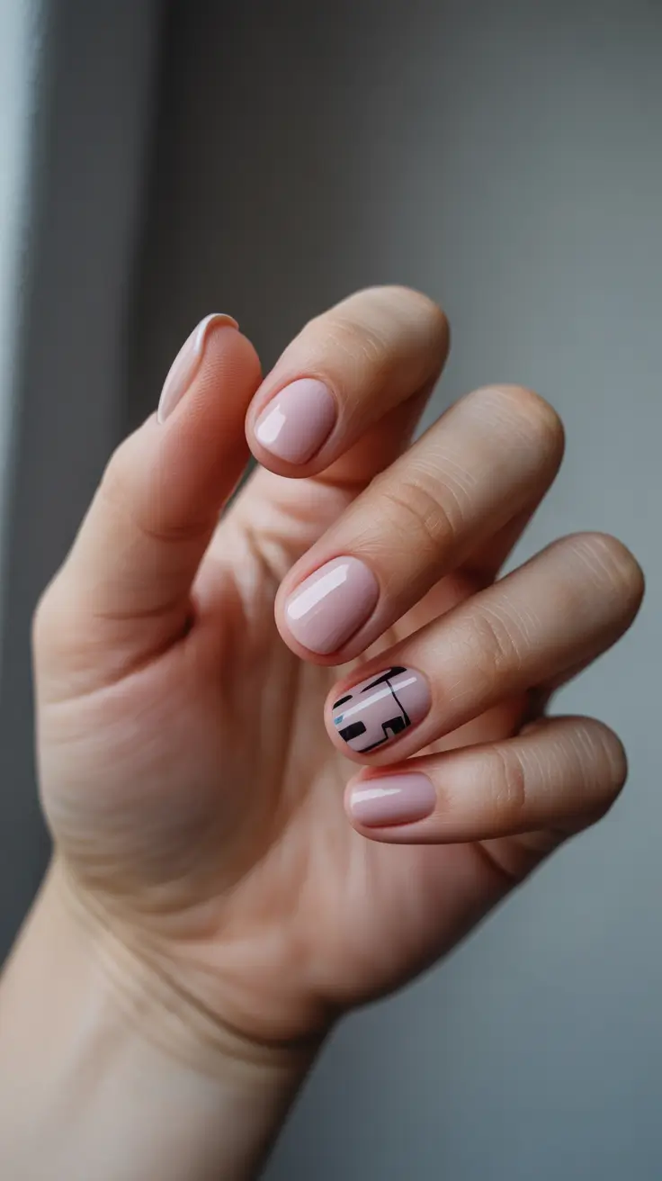 pink christmas nails 2025 Minimal Lines with Modern Edge