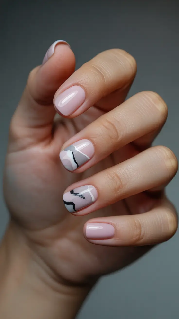 pink christmas nails 2025 Frosted Marble Touch