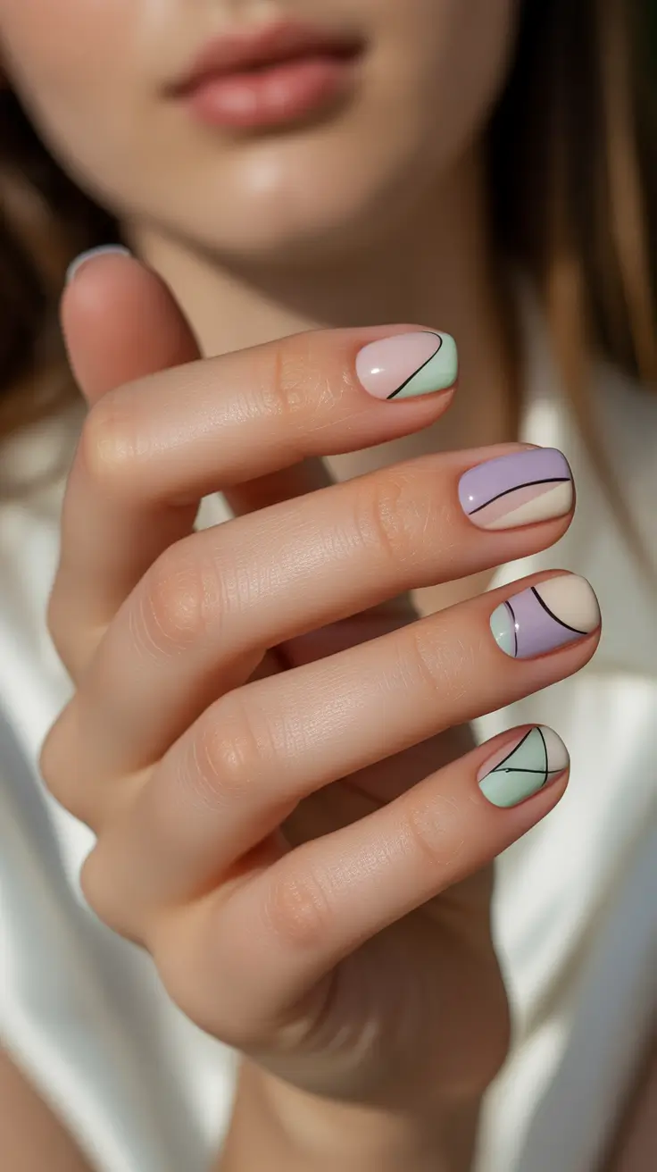 pink winter nails 2025-2026 winter pastel mosaic