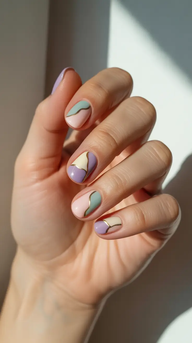 pink winter nails 2025-2026 pastel curves with golden touch