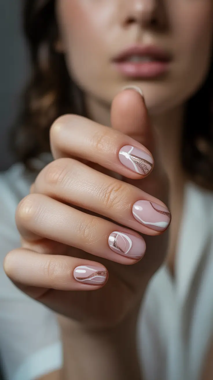 pink winter nails 2025-2026 delicate frost lines