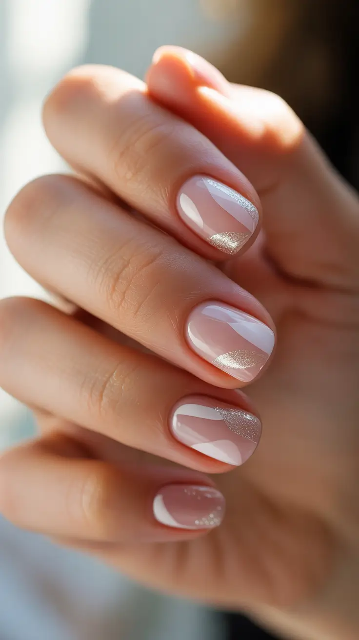 pink winter nails 2025-2026 frosted abstract art