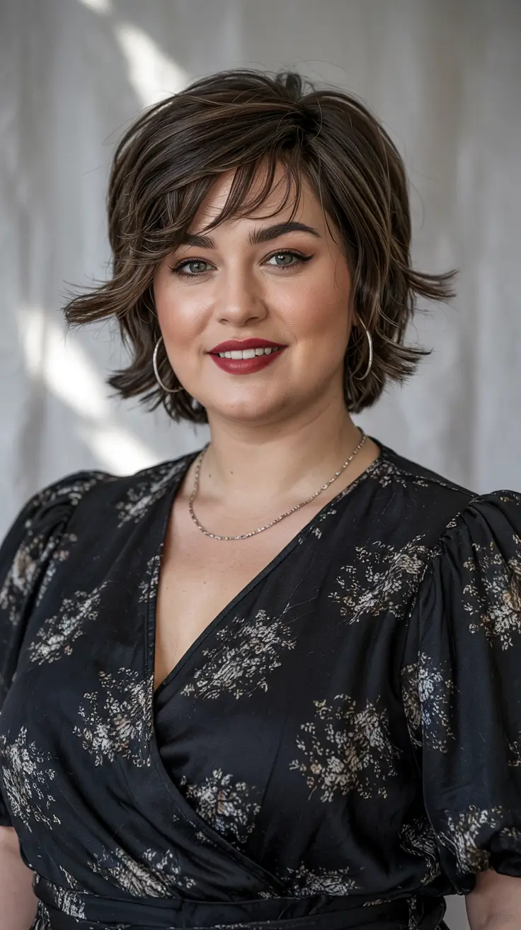 Winter Haircuts for Plus Size Women Modern shag with airy fringe