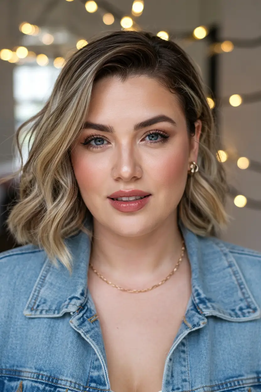 Winter Haircuts for Plus Size Women Chic blonde bob with a soft bend