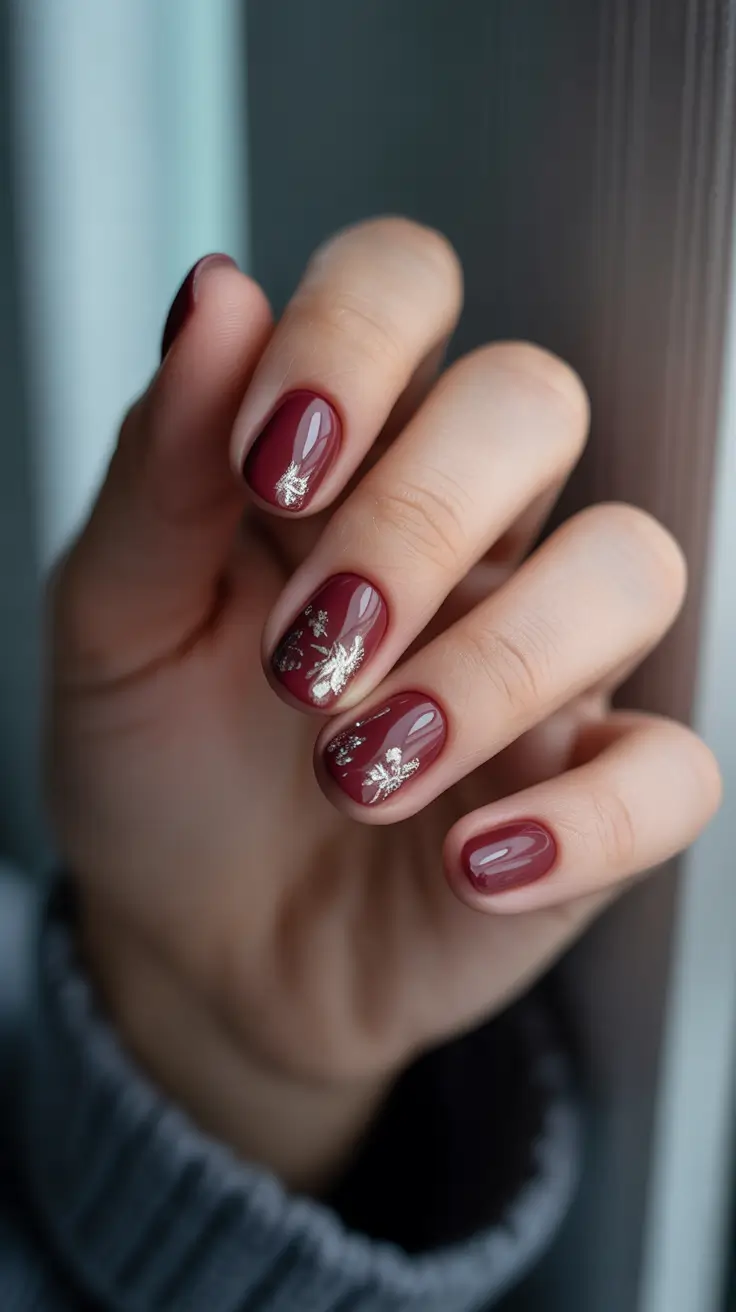 red christmas nails ideas 2025 Soft Sparkle Touch