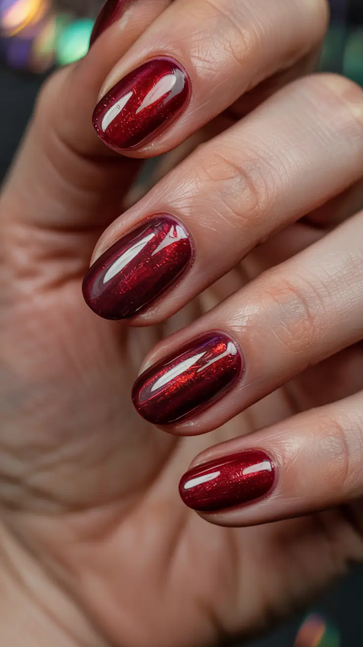 red winter nails Molten Cherry Glow