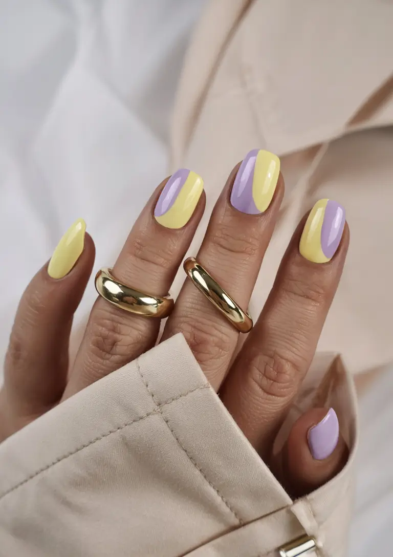 short winter gel nails design and color ideas split pastels for a bold twist