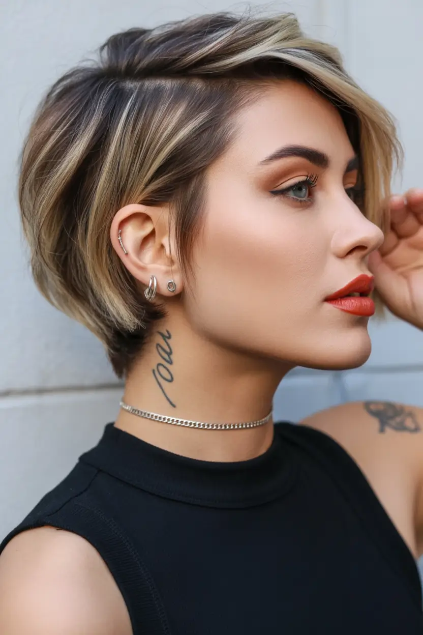 short winter haircuts 2025 - 2026 choppy undercut bob