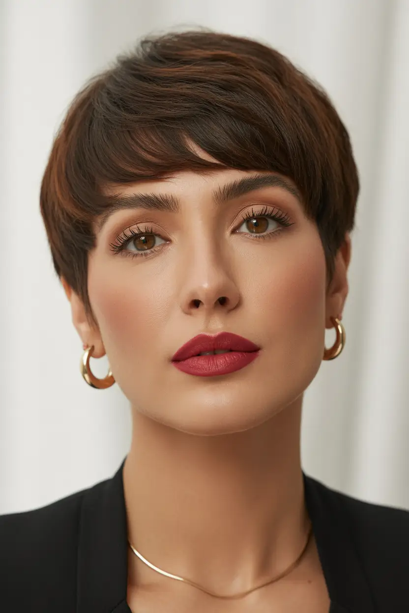 short winter haircuts 2025 - 2026 elegant short crop with side bangs