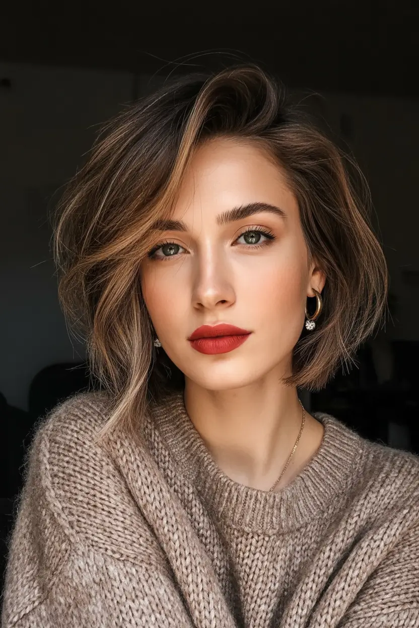 short winter haircuts 2025 - 2026 polished brunette bob