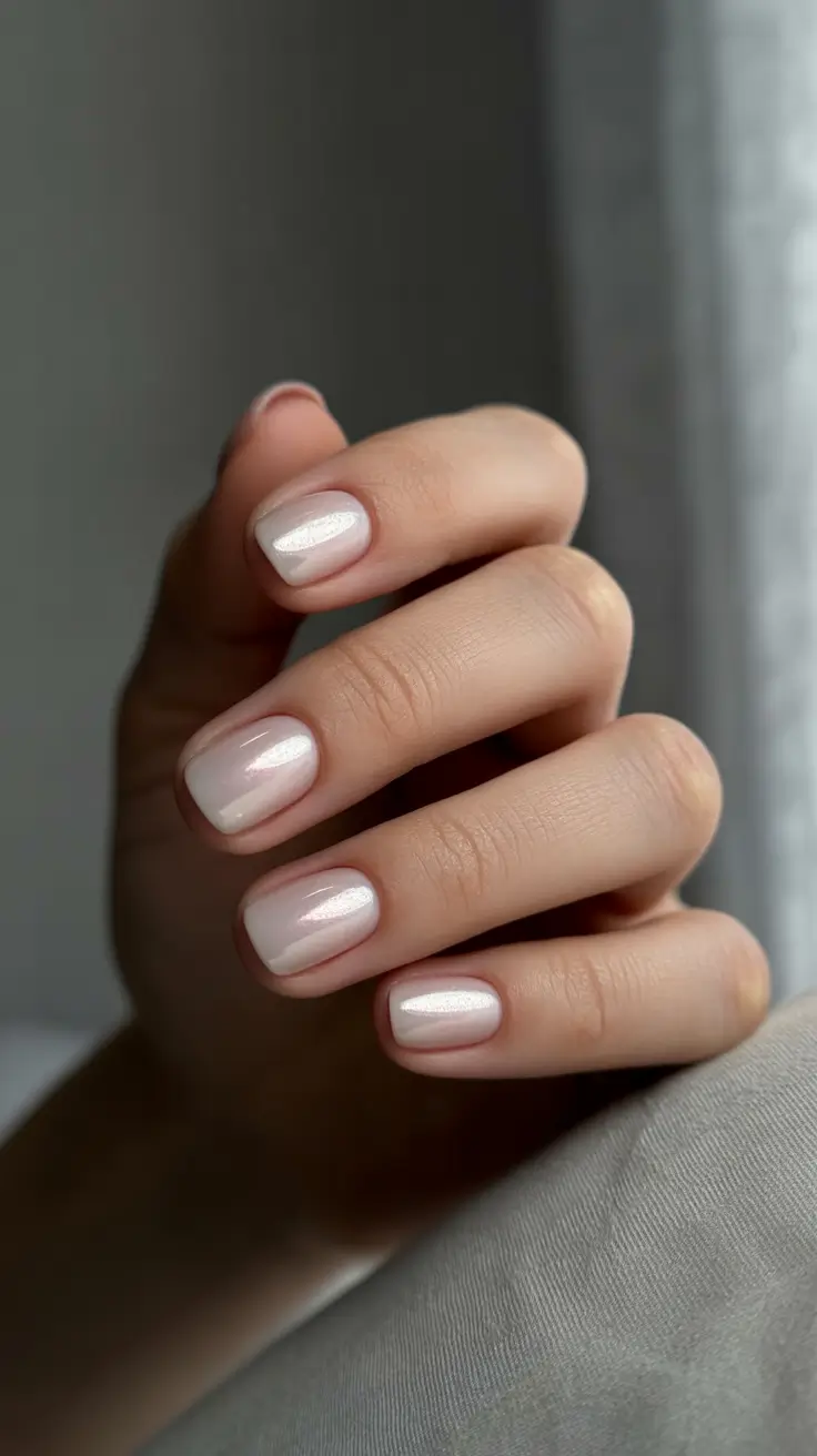 short winter nails 2025-2026 Soft Pearl Elegance