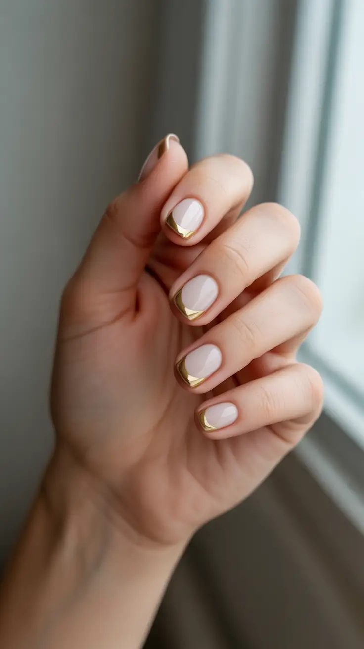 short winter nails 2025-2026 Golden Tip Minimalism