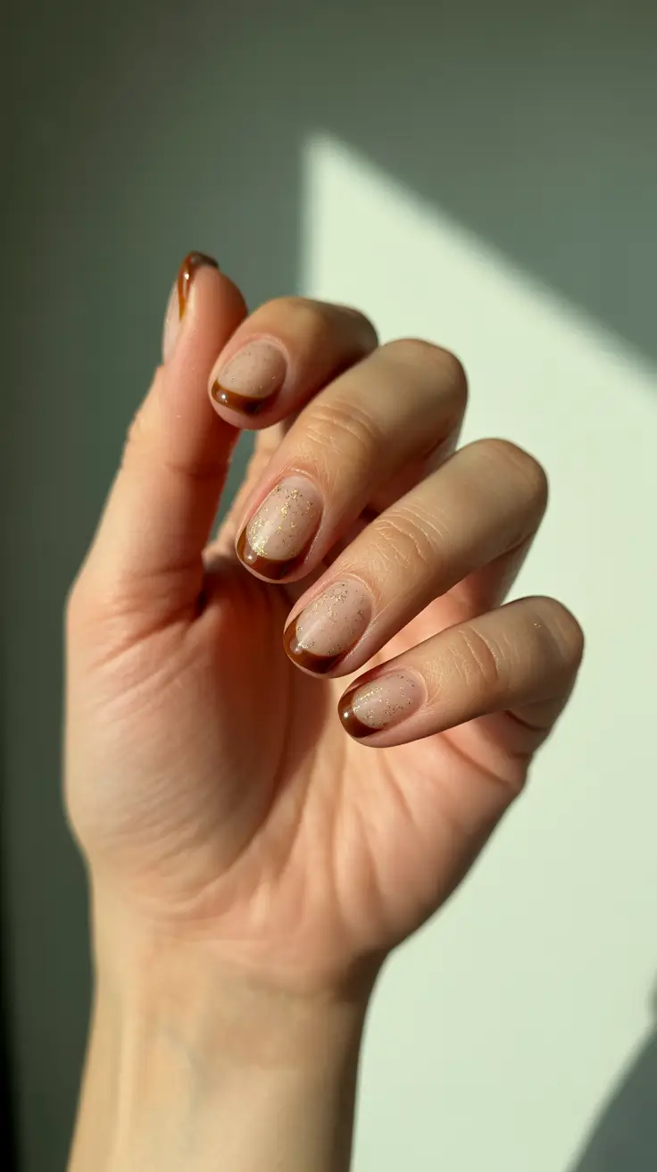short winter nails 2025-2026 Cinnamon Edge