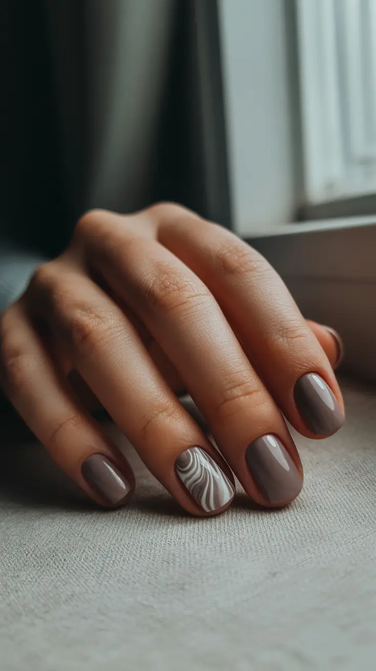 short winter nails 2025-2026 Mocha Marble Moment