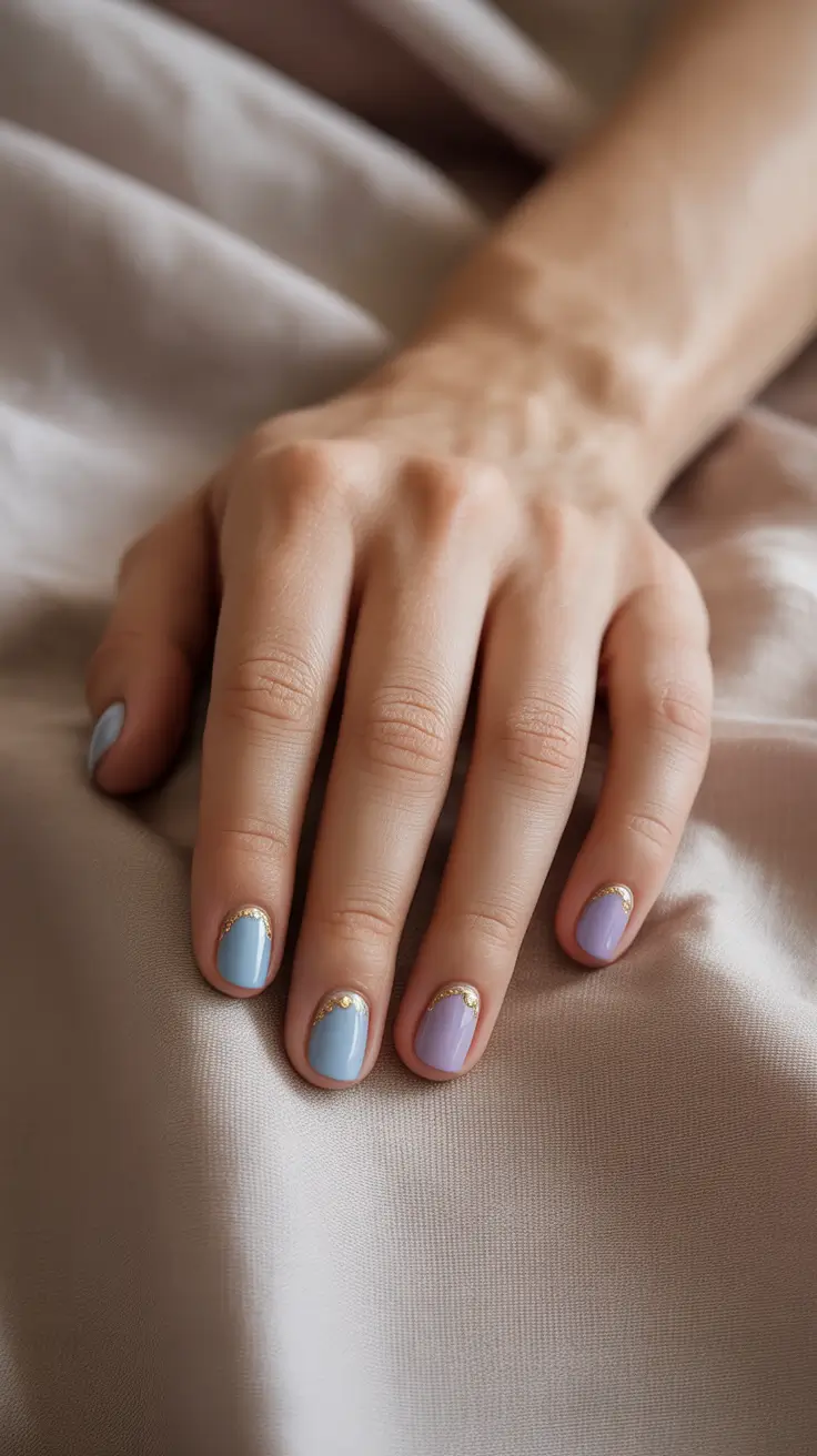 short winter nails 2025-2026 Frosted Lilac Detail