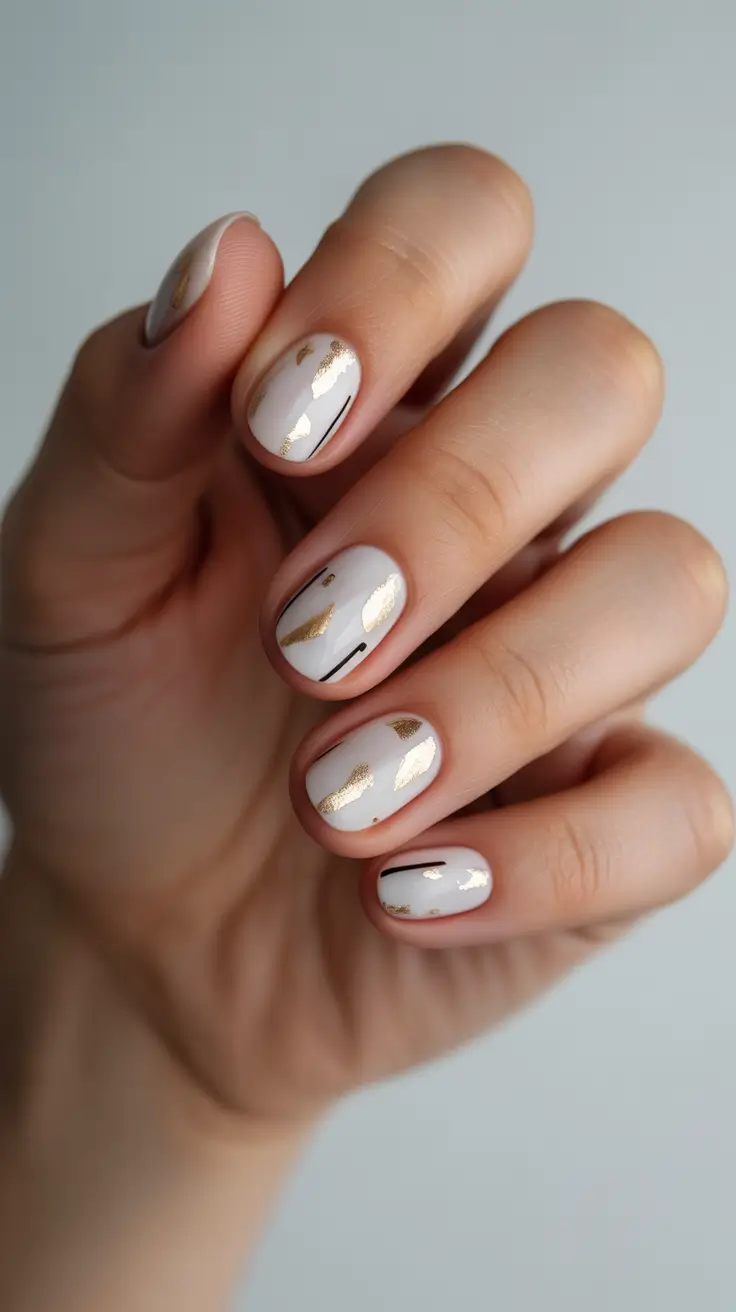 short winter nails 2025-2026 Delicate Metallic Touch